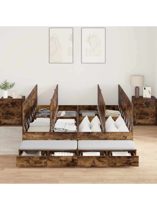 Voodi hoiukohaga raam suitsetatud tamm 226.5 x 140 x 31.5 cm