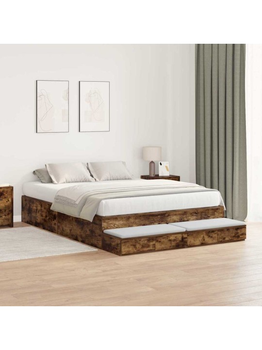 Voodi hoiukohaga raam suitsetatud tamm 226.5 x 140 x 31.5 cm