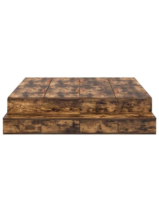 Voodi hoiukohaga raam suitsetatud tamm 226.5 x 140 x 31.5 cm