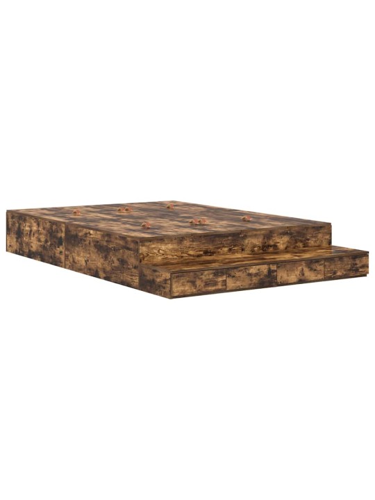 Voodi hoiukohaga raam suitsetatud tamm 226.5 x 140 x 31.5 cm