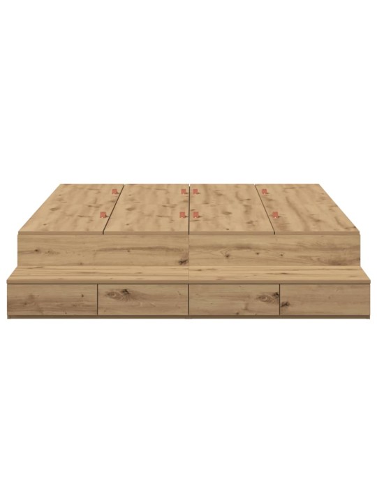 Voodi hoiukohaga raam uksega käsitöötamm 226.5 x 140 x 31.5 cm