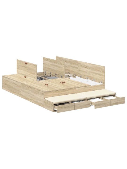 Voodi hoiukohaga raam uksega sonoma tamm 226.5 x 135 x 31.5 cm