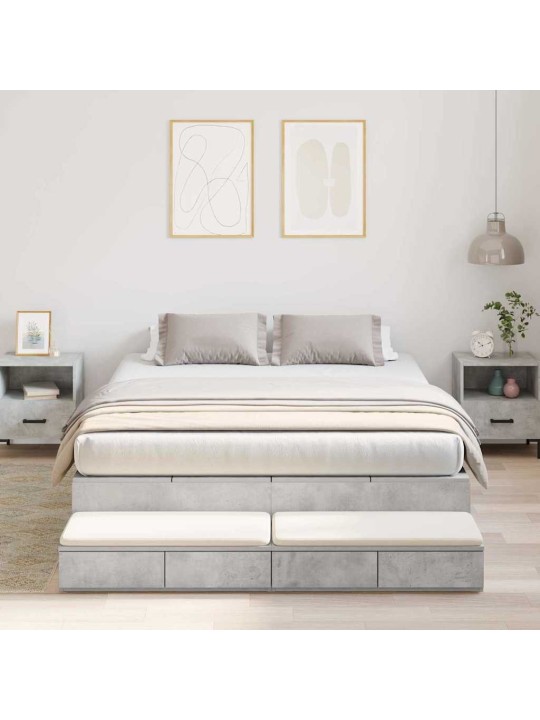 Voodi hoiukohaga raam sahtliga betoonhall 226.5 x 135 x 31.5 cm