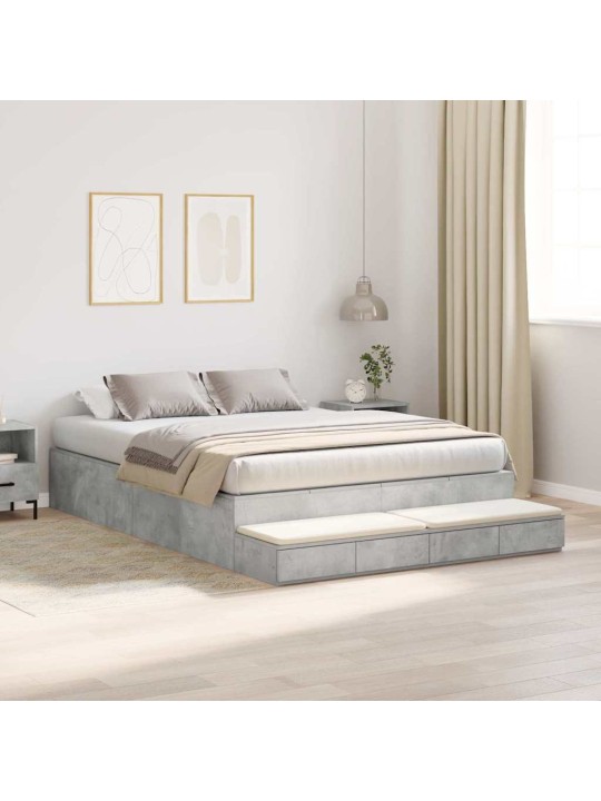Voodi hoiukohaga raam sahtliga betoonhall 226.5 x 135 x 31.5 cm
