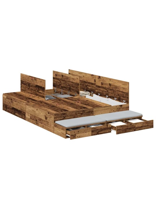Voodi hoiukohaga raam vana puit 226.5 x 135 x 31.5 cm tehispuit