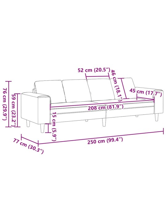 Kangast diivan padjaga sinine 208 cm kordurori kangas