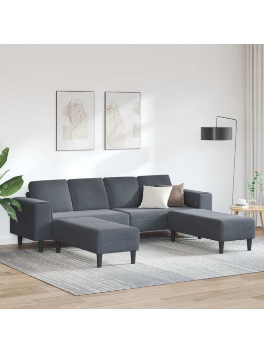 Diivanikomplekt 3 tk tumehall samet