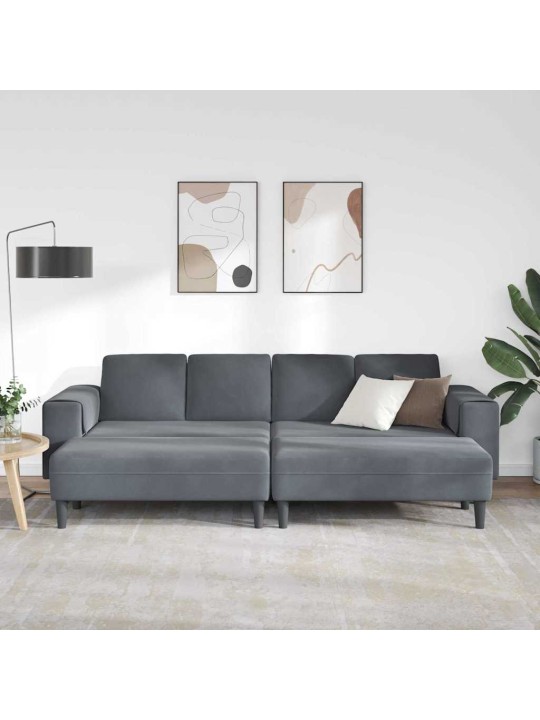 Diivanikomplekt 3 tk tumehall samet