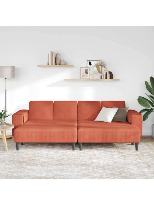 Kangast diivan padjaga punane oranž 208 cm kordurori kangas