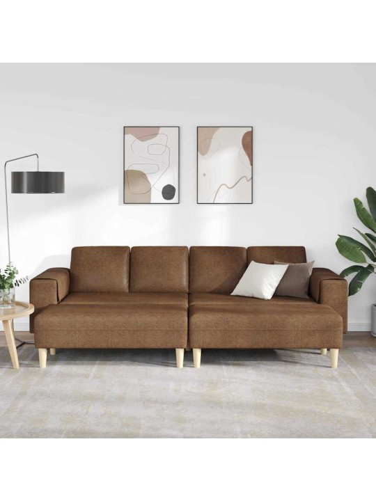 Diivanikomplekt 3 tk pruun tehisnaha suede