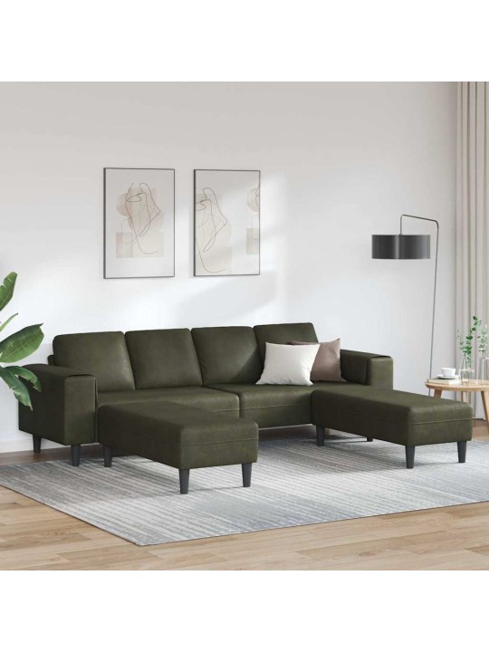 Diivanikomplekt 3 tk armee roheline tehisnaha suede