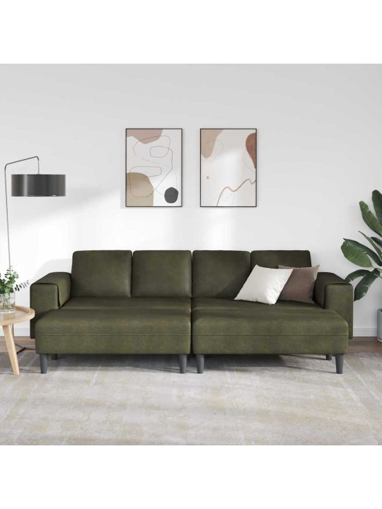 Diivanikomplekt 3 tk armee roheline tehisnaha suede
