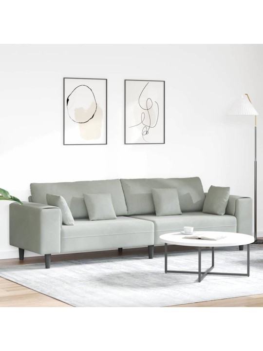 Sametdiivan padjaga helehall 208 cm samet