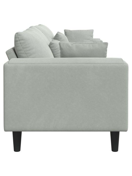 Sametdiivan padjaga helehall 208 cm samet