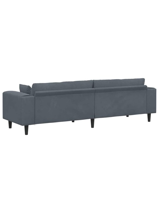 Sametdiivan padjaga tumehall 208 cm samet