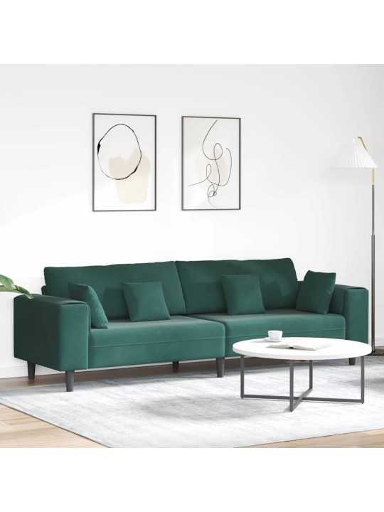 Sametdiivan padjaga tume rohelise 208 cm samet