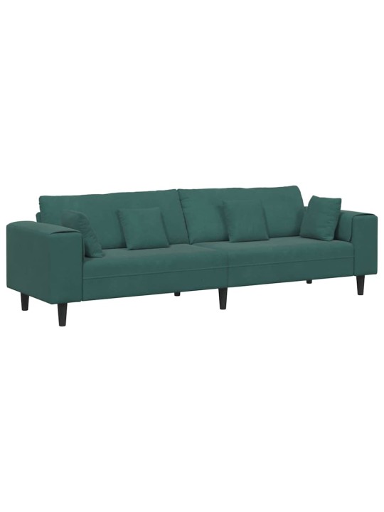 Sametdiivan padjaga tume rohelise 208 cm samet