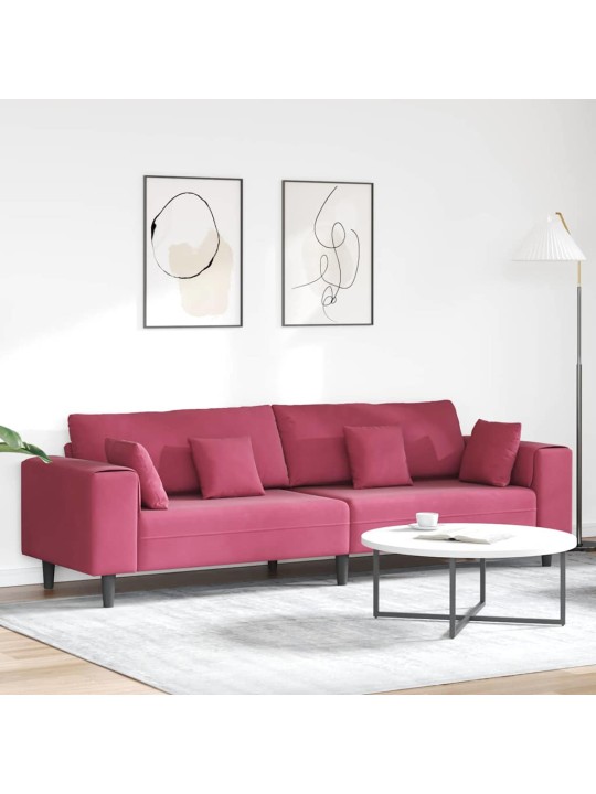 Sametdiivan padjaga veinpunane 208 cm samet