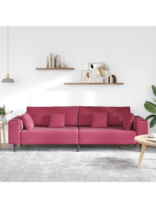 Sametdiivan padjaga veinpunane 208 cm samet