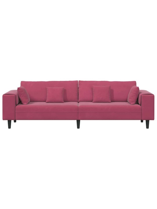 Sametdiivan padjaga veinpunane 208 cm samet