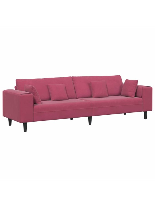 Sametdiivan padjaga veinpunane 208 cm samet