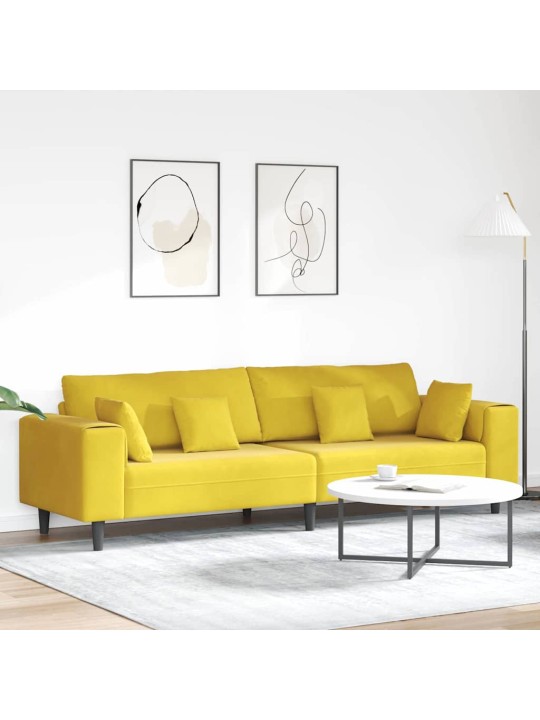 Sametdiivan padjaga kollane 210 cm samet