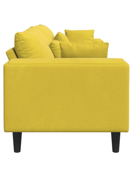 Sametdiivan padjaga kollane 210 cm samet
