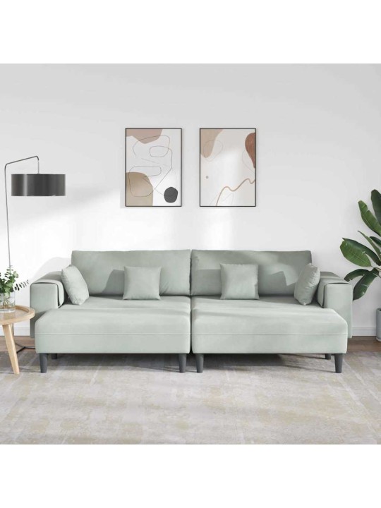 Sametdiivan padjaga 3 tk helehall 208 cm samet
