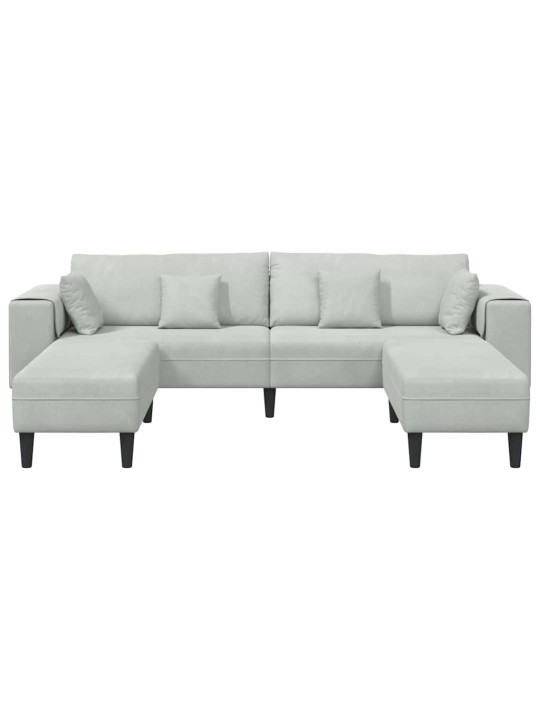 Sametdiivan padjaga 3 tk helehall 208 cm samet