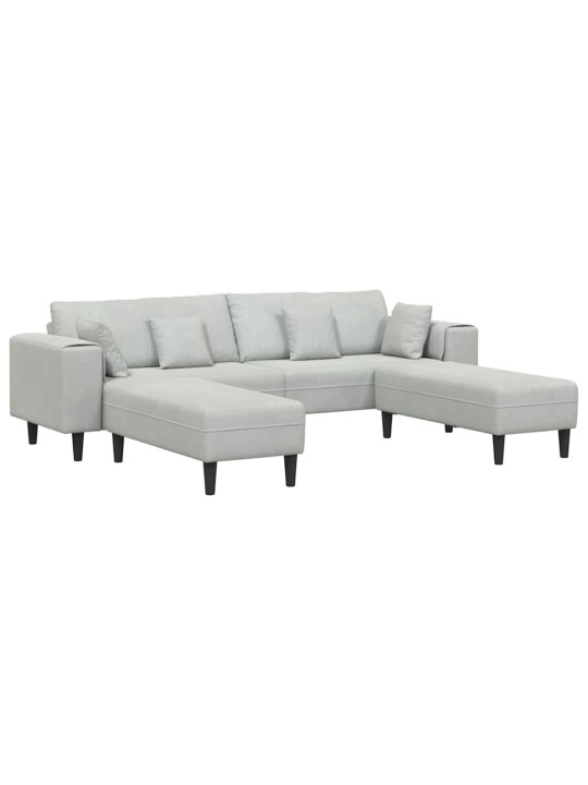 Sametdiivan padjaga 3 tk helehall 208 cm samet