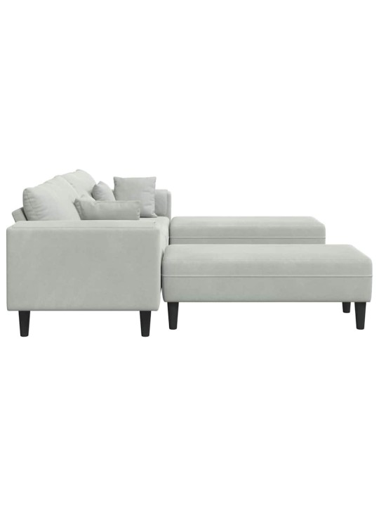 Sametdiivan padjaga 3 tk helehall 208 cm samet