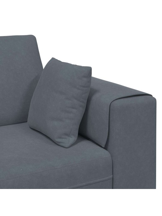 Sametdiivan padjaga 3 tk tumehall 208 cm samet