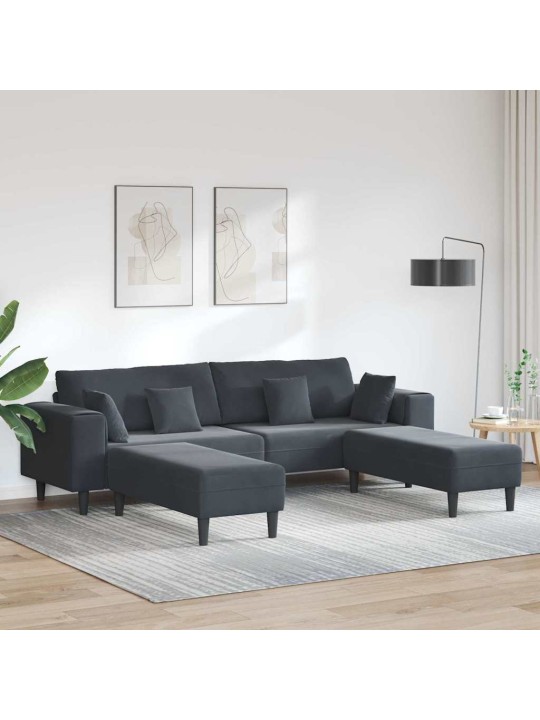 Sametdiivan padjaga 3 tk tumehall 208 cm samet