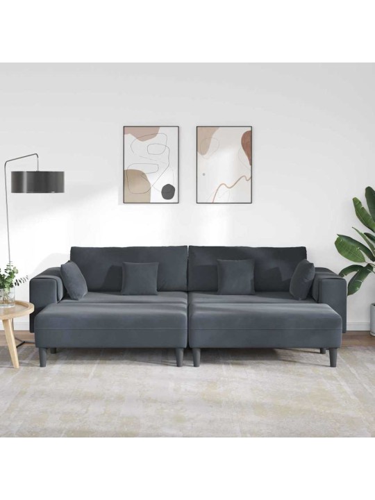 Sametdiivan padjaga 3 tk tumehall 208 cm samet