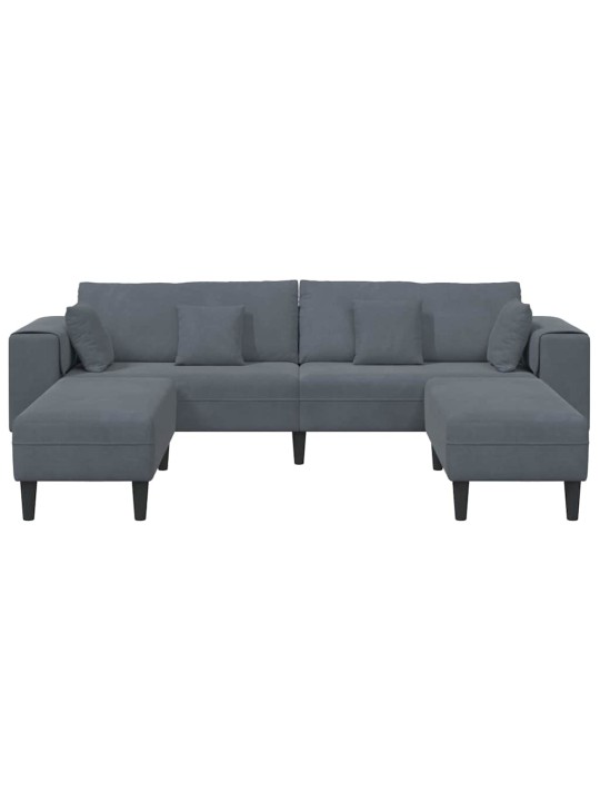 Sametdiivan padjaga 3 tk tumehall 208 cm samet