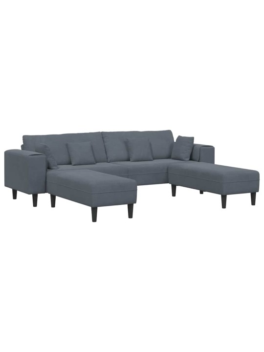 Sametdiivan padjaga 3 tk tumehall 208 cm samet