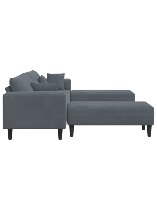 Sametdiivan padjaga 3 tk tumehall 208 cm samet