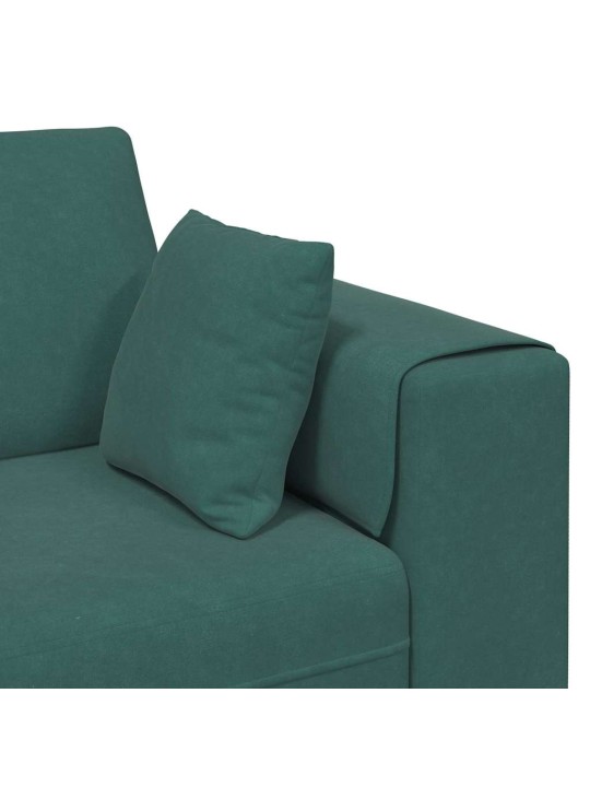 Sametdiivan padjaga 3 tk tume rohelise 208 cm samet