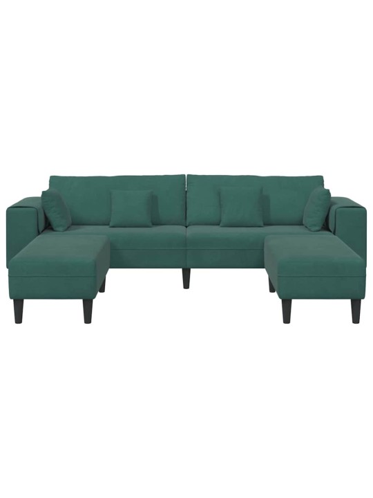 Sametdiivan padjaga 3 tk tume rohelise 208 cm samet
