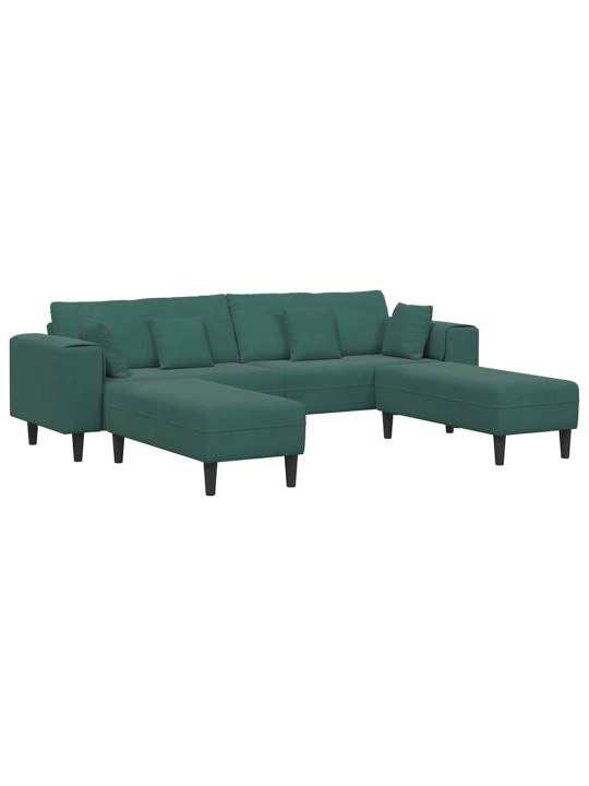 Sametdiivan padjaga 3 tk tume rohelise 208 cm samet
