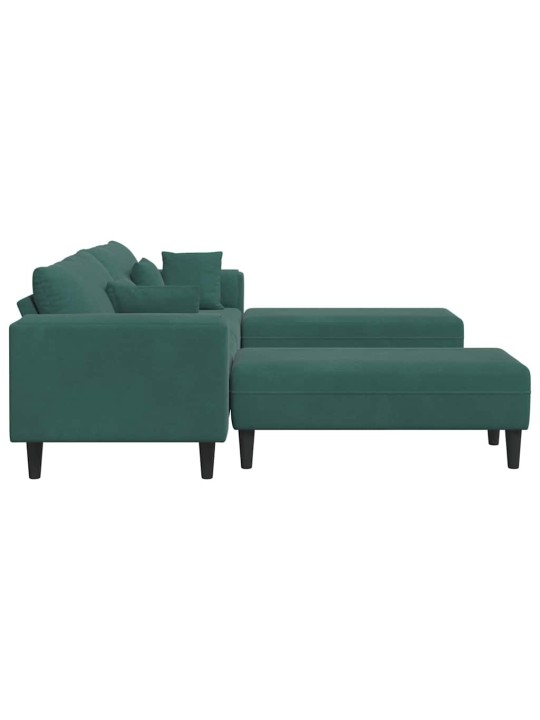 Sametdiivan padjaga 3 tk tume rohelise 208 cm samet
