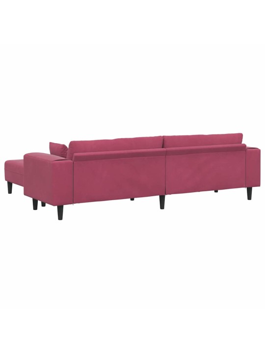 Sametdiivan padjaga 3 tk veinpunane 208 cm samet