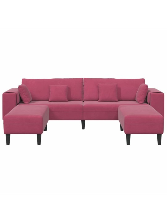 Sametdiivan padjaga 3 tk veinpunane 208 cm samet