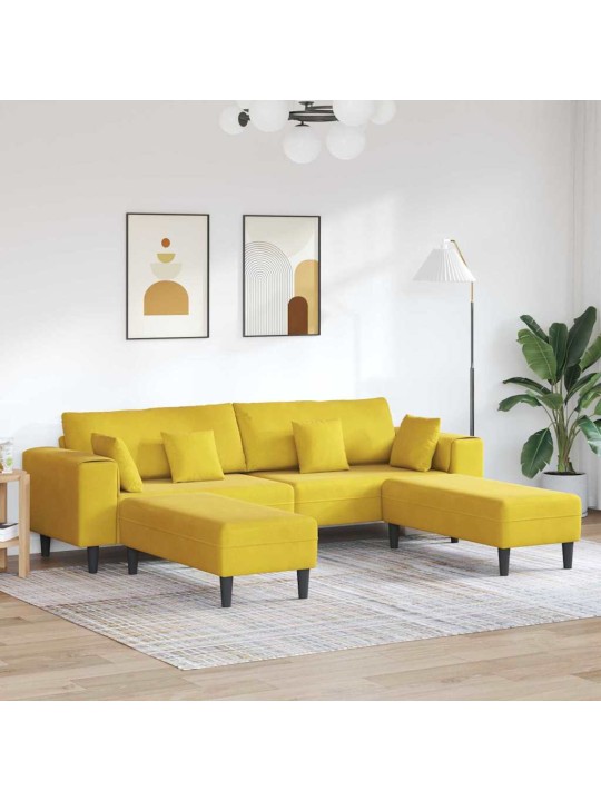Sametdiivan padjaga 3 tk kollane 208 cm samet