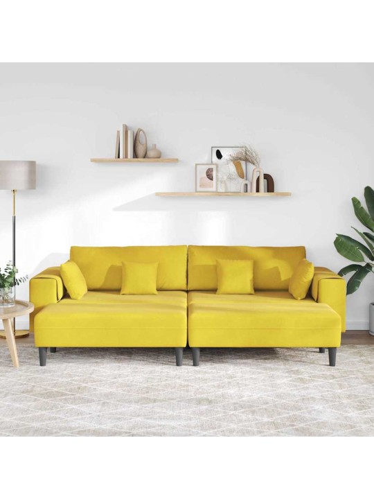 Sametdiivan padjaga 3 tk kollane 208 cm samet