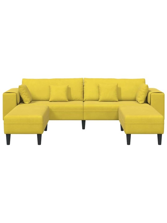Sametdiivan padjaga 3 tk kollane 208 cm samet