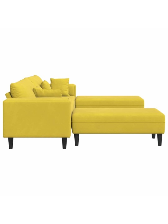 Sametdiivan padjaga 3 tk kollane 208 cm samet