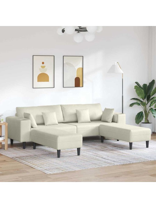 Sametdiivan padjaga 3 tk kreemjas 208 cm samet