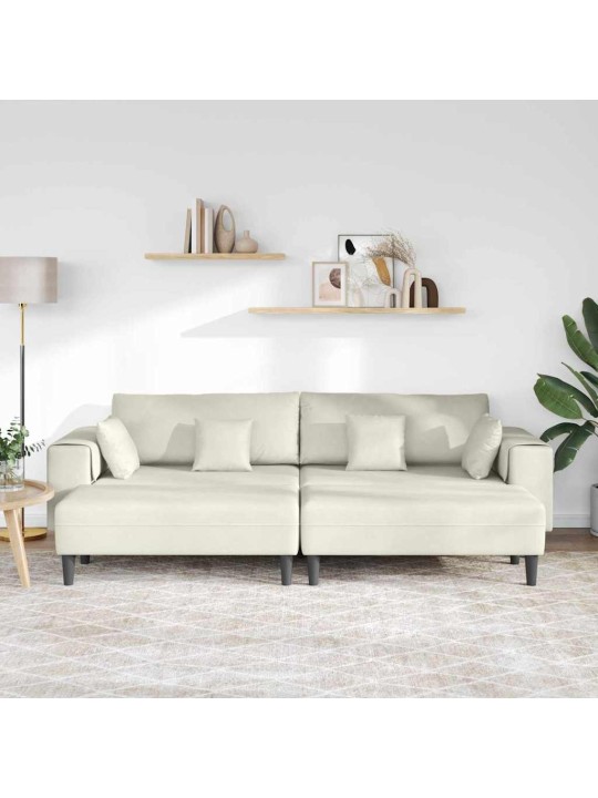 Sametdiivan padjaga 3 tk kreemjas 208 cm samet