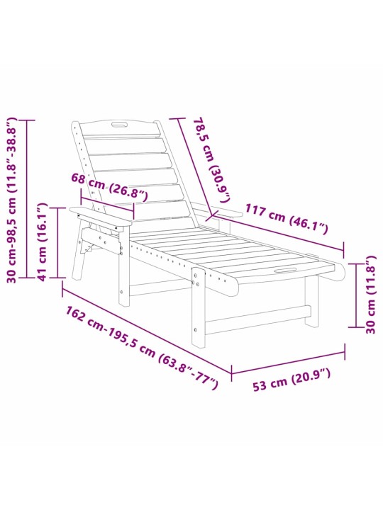 Aia lõõgastusmööbel 2 tk valge 53 x 195.5 x 30 cm polyethylene